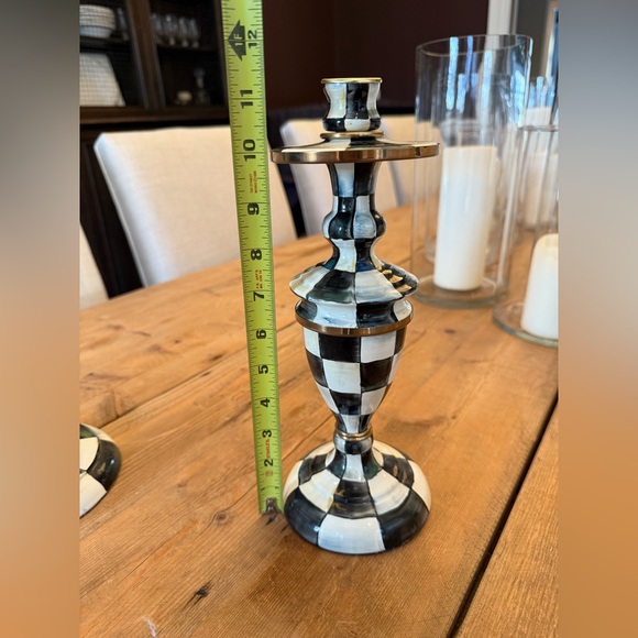 MacKenzie-Childs Courtly Check Medium Enamel Candlestick - Picture 2 of 3